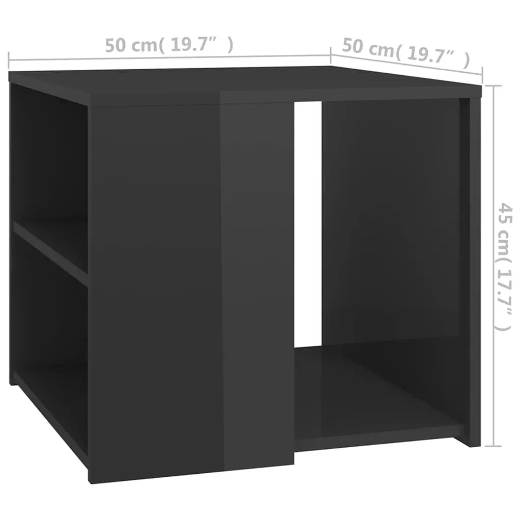Side Table Grey High Gloss 50x50x45 cm 3 Shelf Storage End Table Cabinet