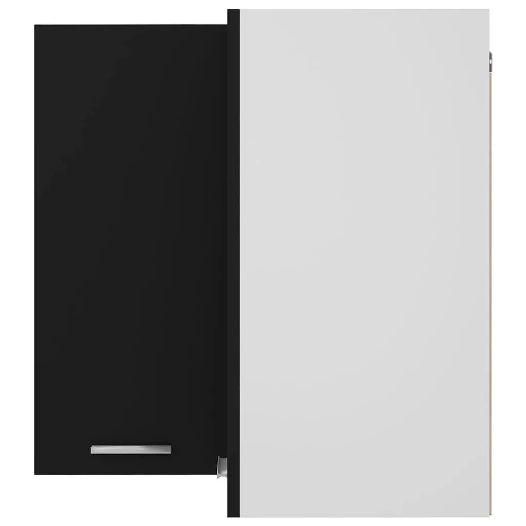 Hanging Corner Kitchen Cabinet Black Storage Unit with Two Shelves Doors