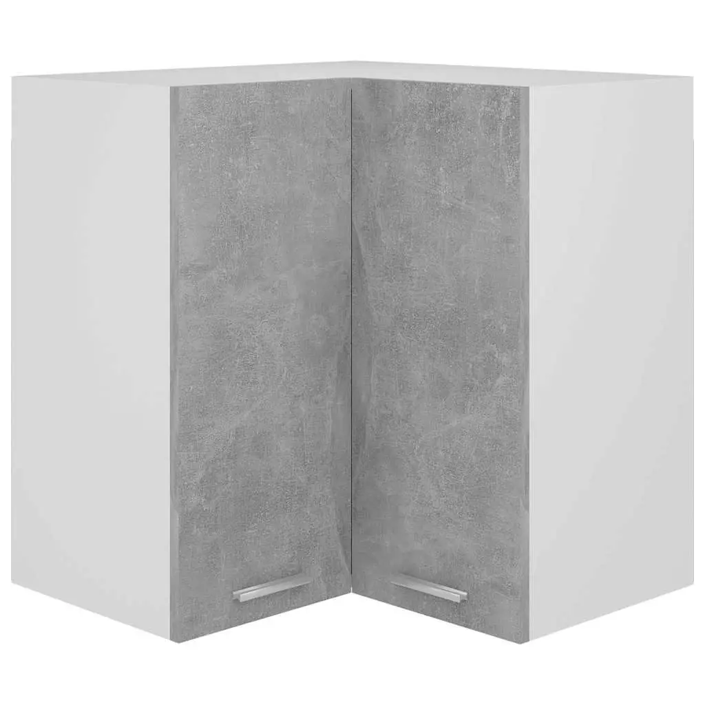 Corner Kitchen Cabinet Grey Wall Mount Storage Shelves Cupboard Unit 57W x 57D x 60H cm