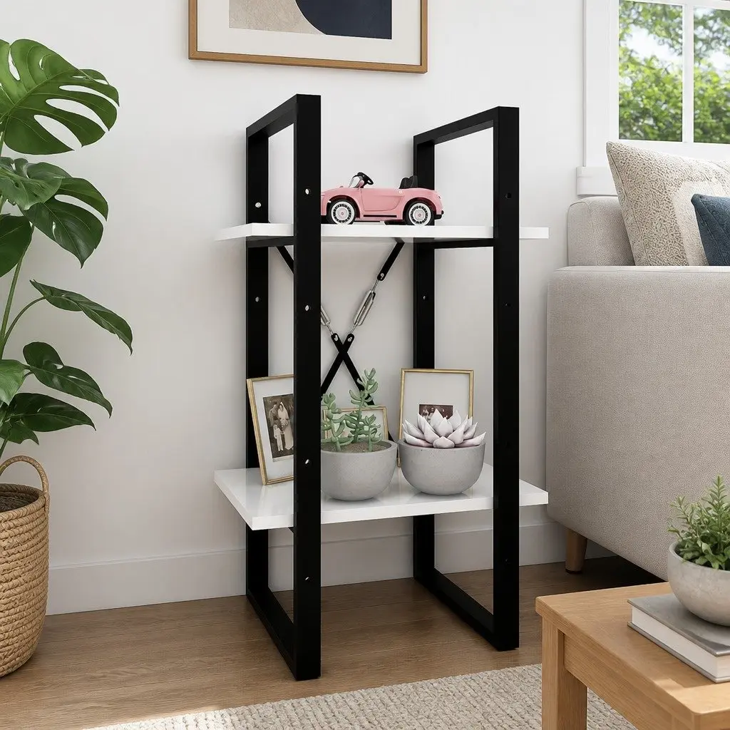 Book Cabinet 2-Tier White 40x30x70 cm Storage Shelving Unit Bookcase Display