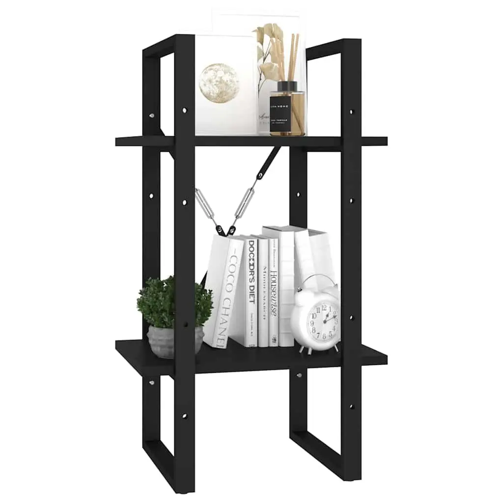 Book Cabinet Industrial Style 2-Tier Shelving Unit Black Engineered Wood