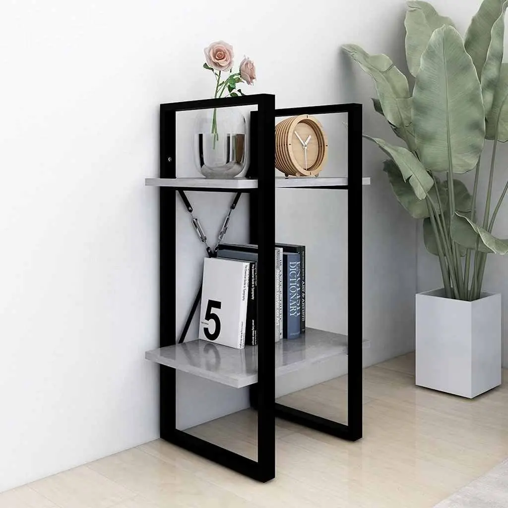 Grey 2-Tier Bookshelf Engineered Wood Storage Unit 40x30x70cm