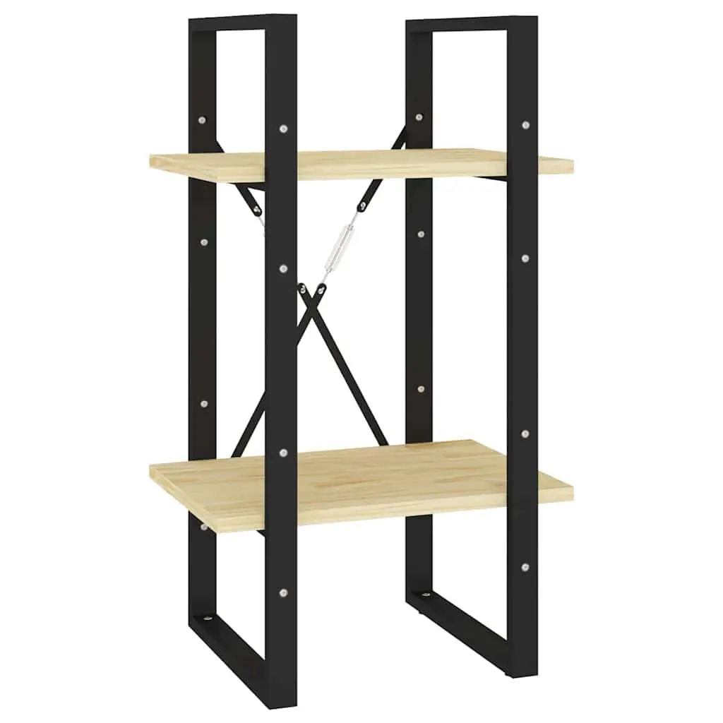 2-Tier Book Cabinet Solid Pine Wood Brown Industrial Style 40 x 30 x 70 cm