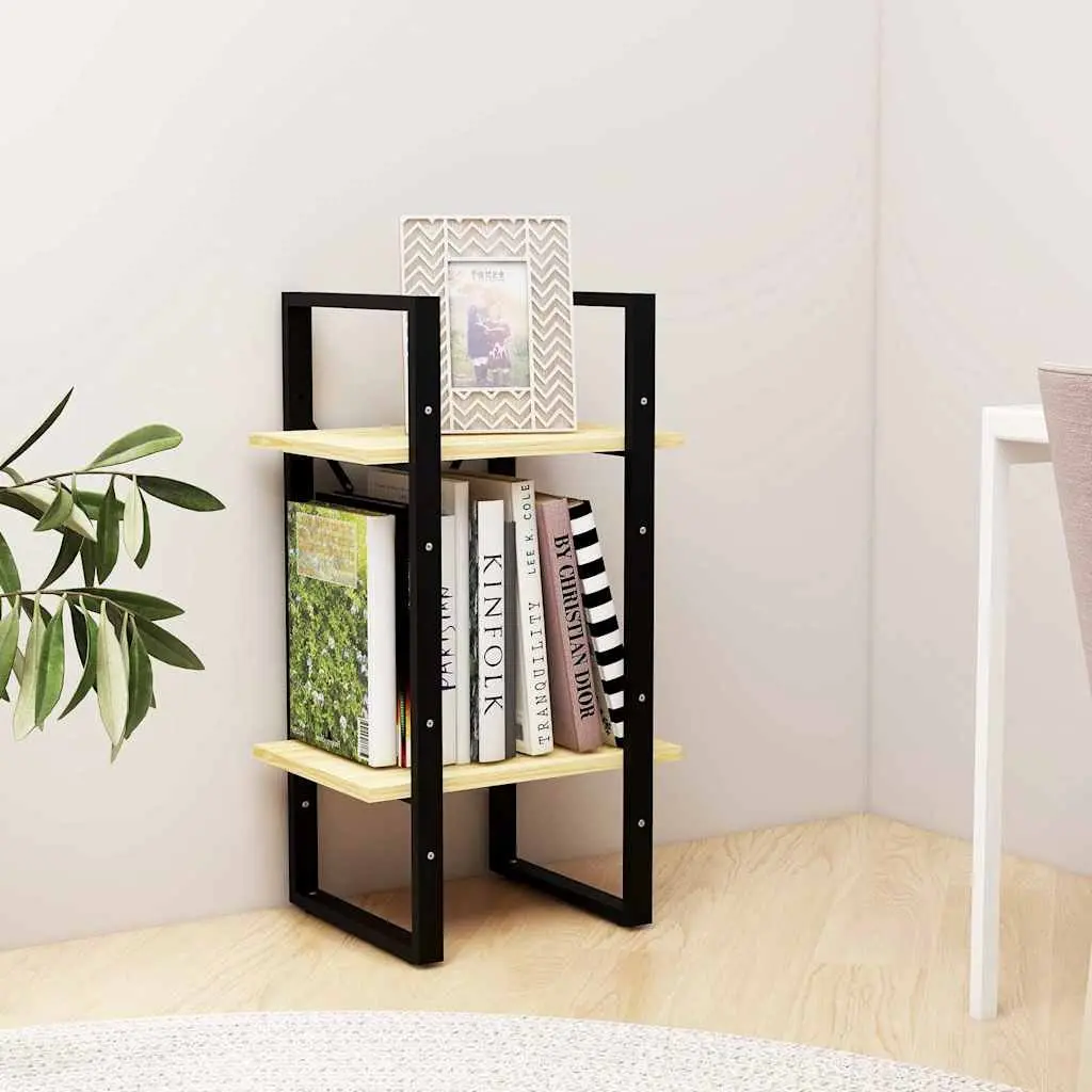 2-Tier Book Cabinet Solid Pine Wood Brown Industrial Style 40 x 30 x 70 cm
