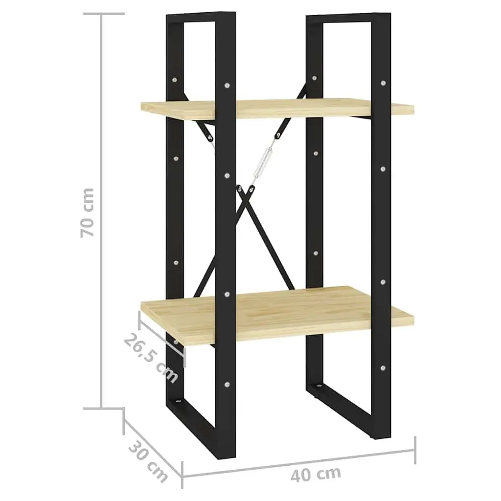 2-Tier Book Cabinet Solid Pine Wood Brown Industrial Style 40 x 30 x 70 cm