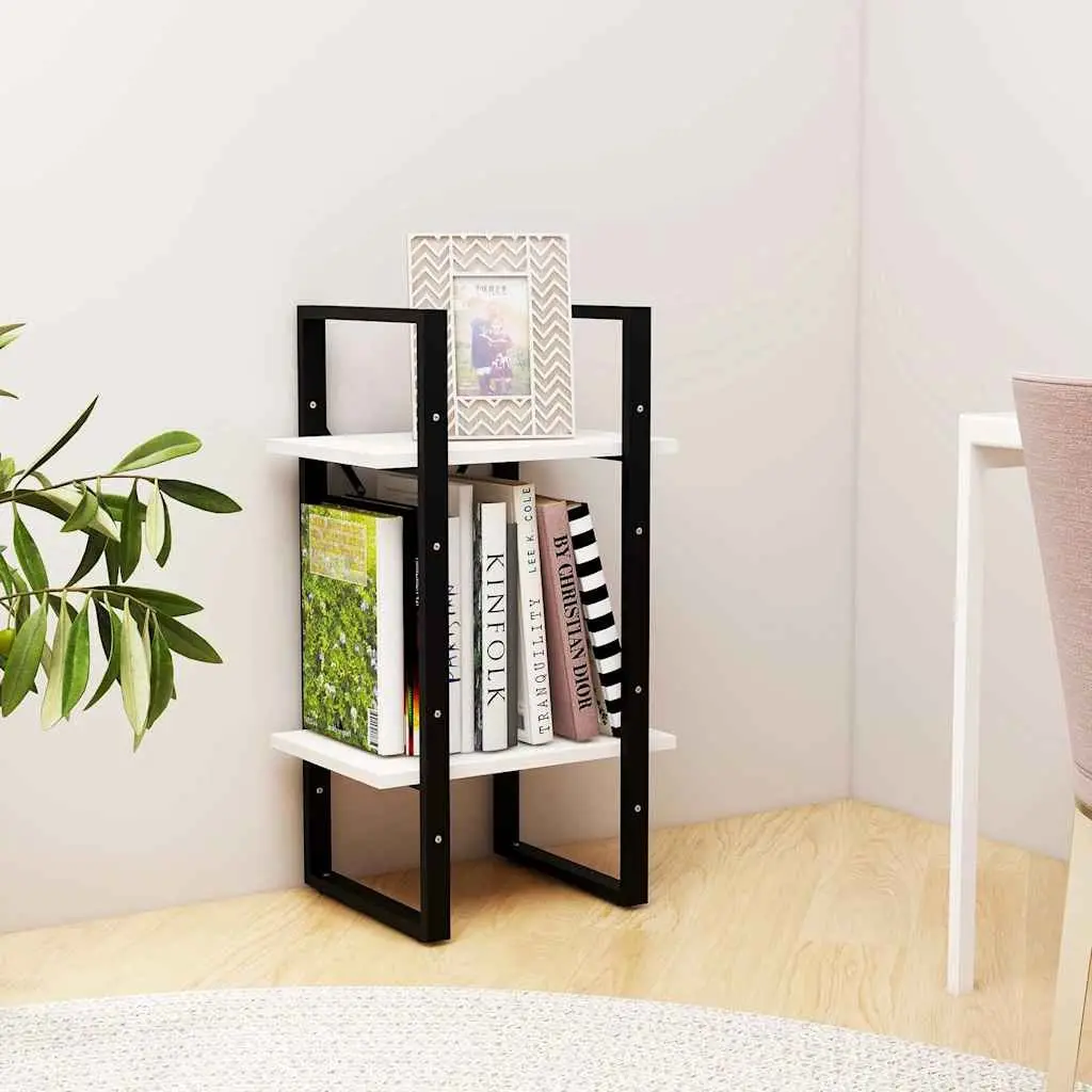 2-Tier Book Cabinet White Wooden Bookshelf Storage Shelving Unit