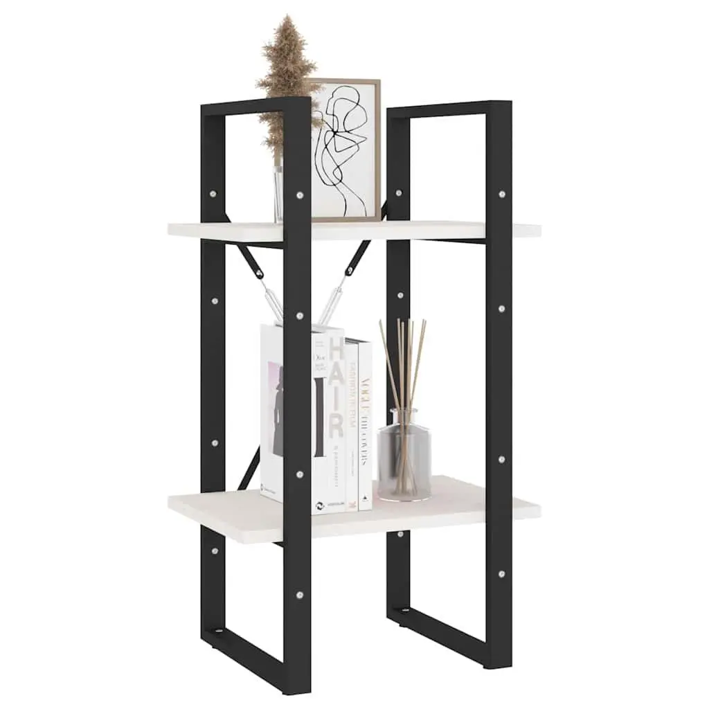 2-Tier Book Cabinet White Wooden Bookshelf Storage Shelving Unit