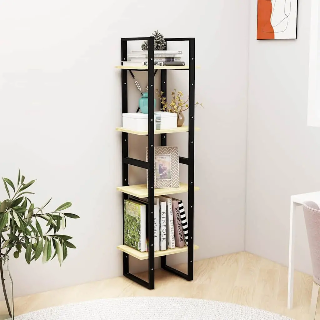 4-Tier Book Cabinet Solid Pine Wood Bookshelf 40x30x140cm
