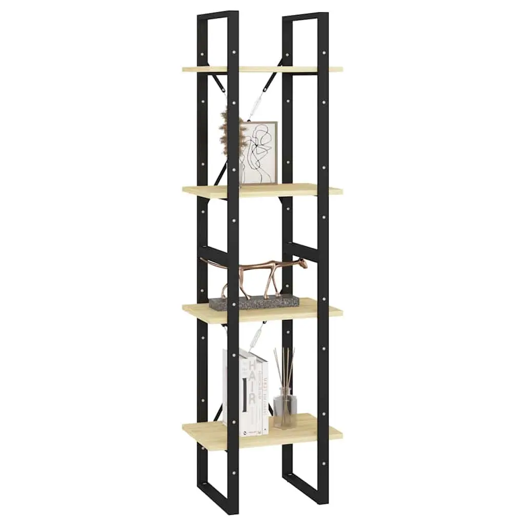 4-Tier Book Cabinet Solid Pine Wood Bookshelf 40x30x140cm