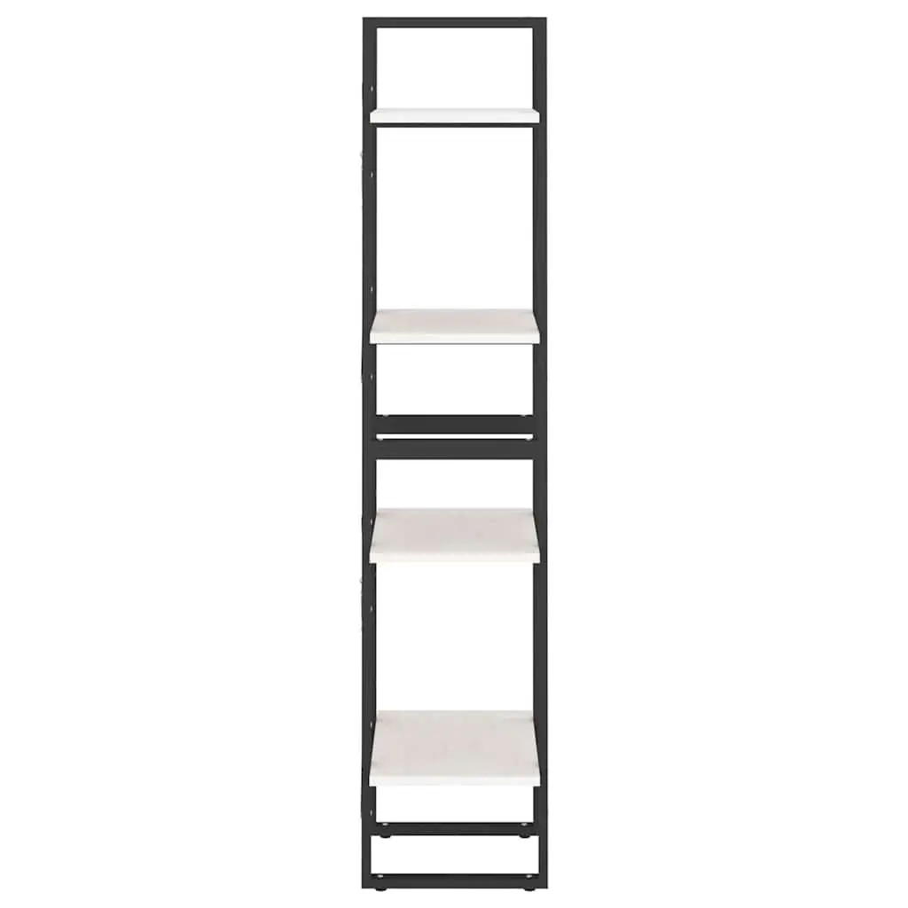 4 Shelf White Book Cabinet Solid Pine Wood Storage Display Stand