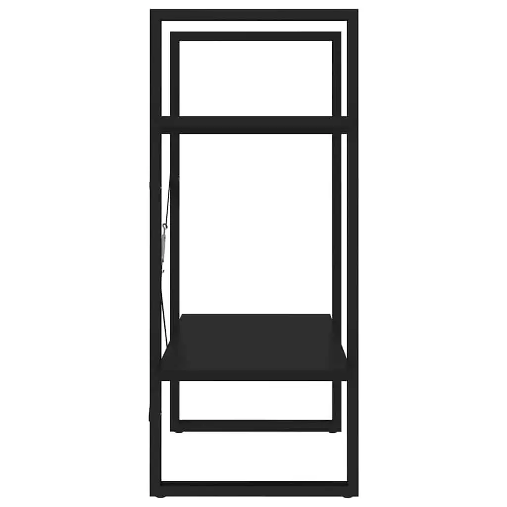 2 Tier Bookshelf Black Engineered Wood Storage Display Cabinet
