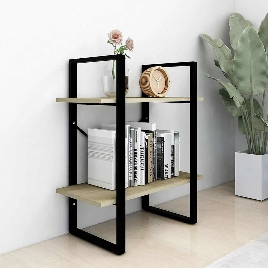 2-Tier Book Cabinet Storage Shelving Unit Brown Engineered Wood Standing