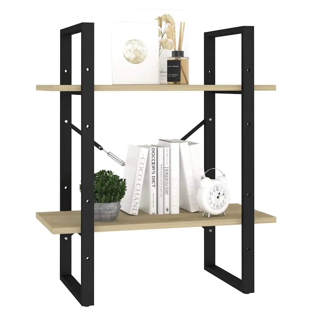 2-Tier Book Cabinet Storage Shelving Unit Brown Engineered Wood Standing