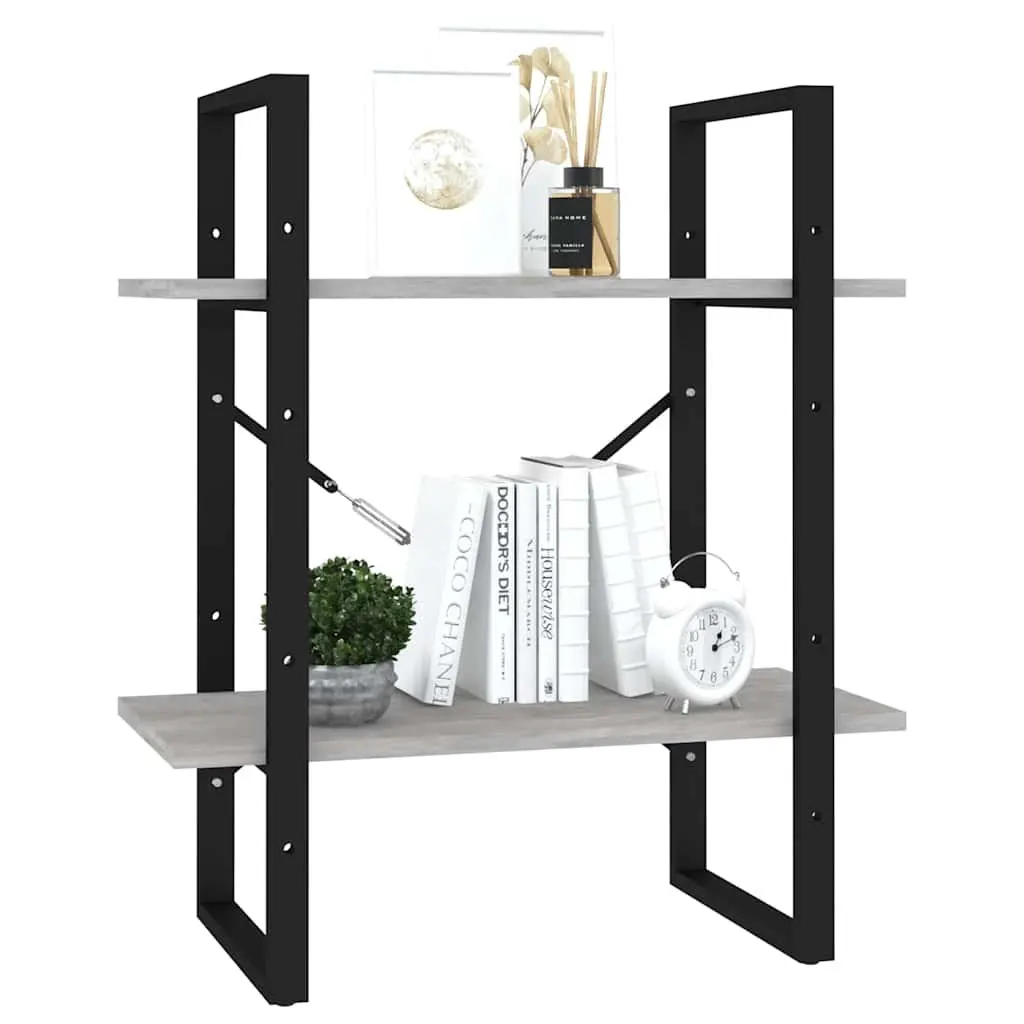 2-Tier Book Cabinet Grey Shelving Unit Storage Display Shelf Home Furniture