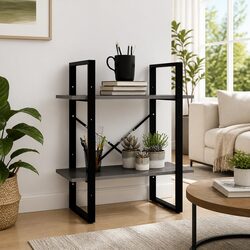 Your Friendly 2-Tier Book Cabinet in Grey Wood