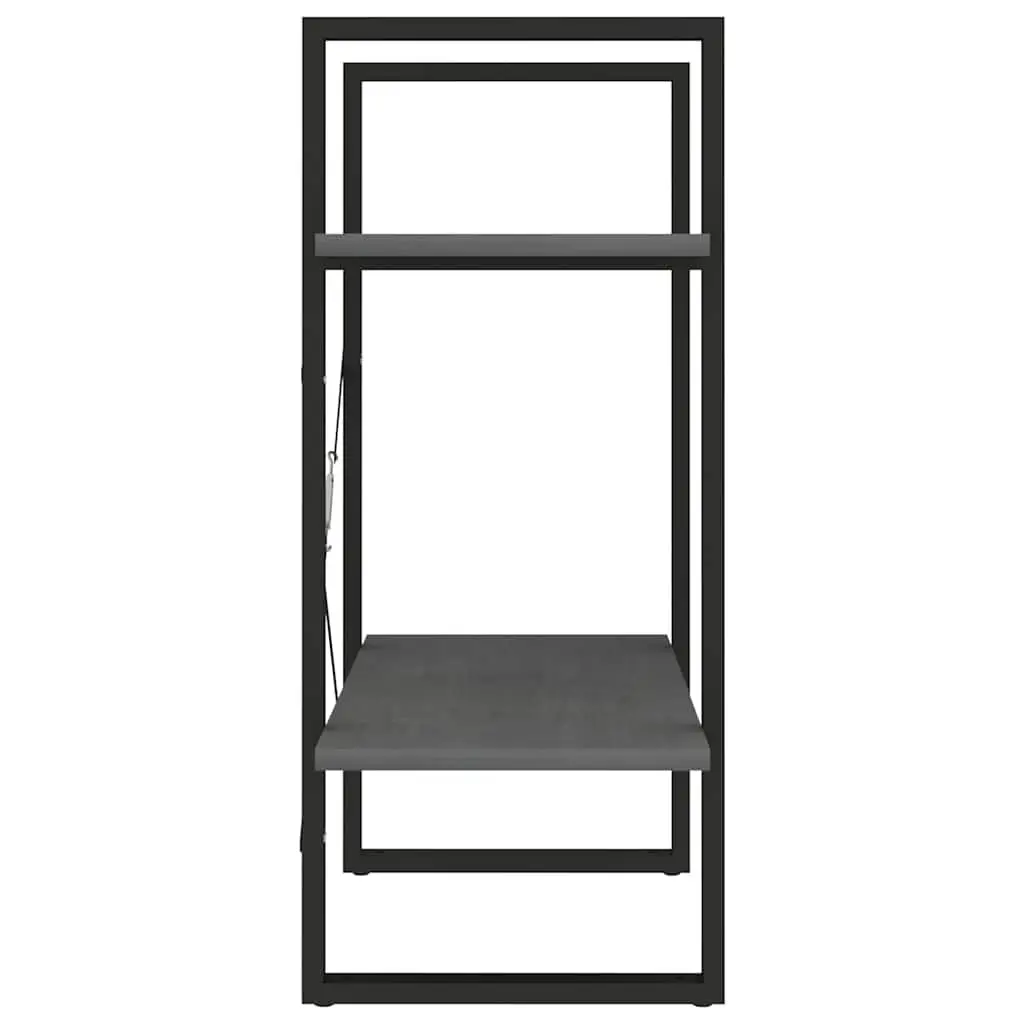 2-Tier Book Cabinet Solid Pine Wood Grey