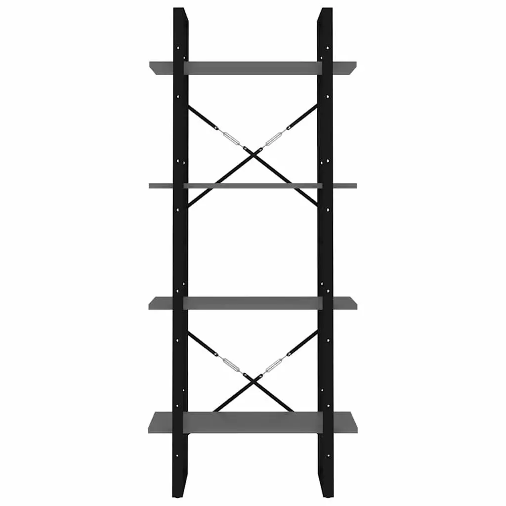 4-Tier Book Cabinet Grey Industrial Style 60x30x140cm