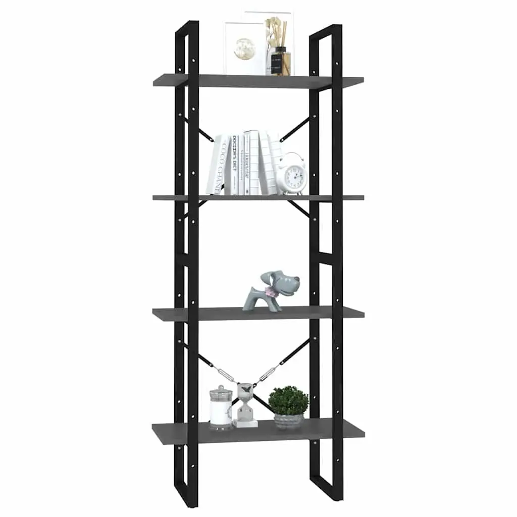 4-Tier Book Cabinet Grey Industrial Style 60x30x140cm