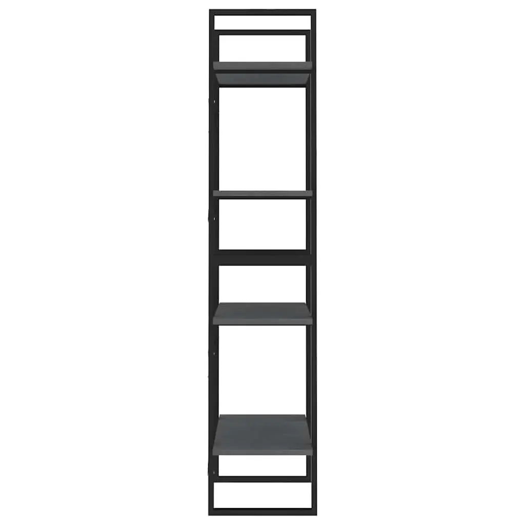 Solid Pine Wood 4 Shelf Grey Book Cabinet Storage Unit Bookshelf