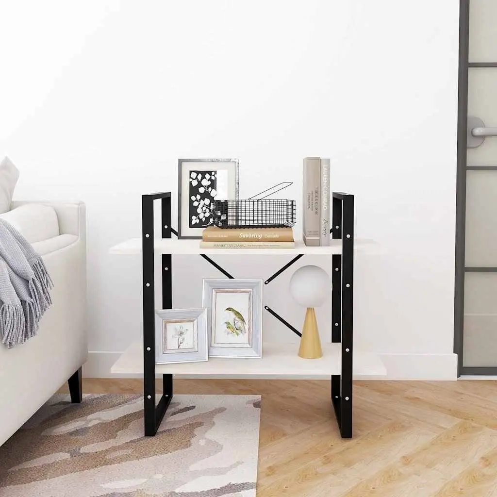 2-Tier Book Cabinet White Storage Shelves Standing Bookcase Display Shelf Unit