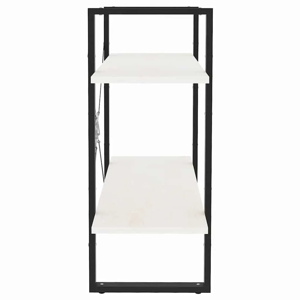 2-Tier Book Cabinet White Storage Shelves Standing Bookcase Display Shelf Unit