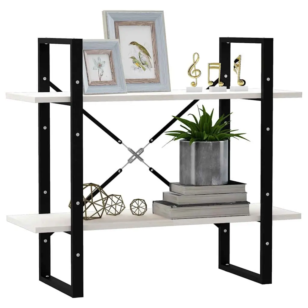 2-Tier Book Cabinet White Storage Shelves Standing Bookcase Display Shelf Unit
