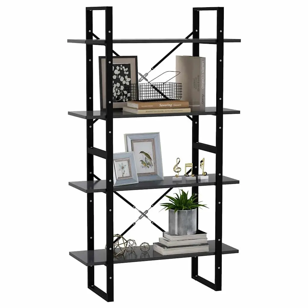 4-Tier Book Cabinet Grey Shelving Storage Unit 80W x 30D x 140H cm