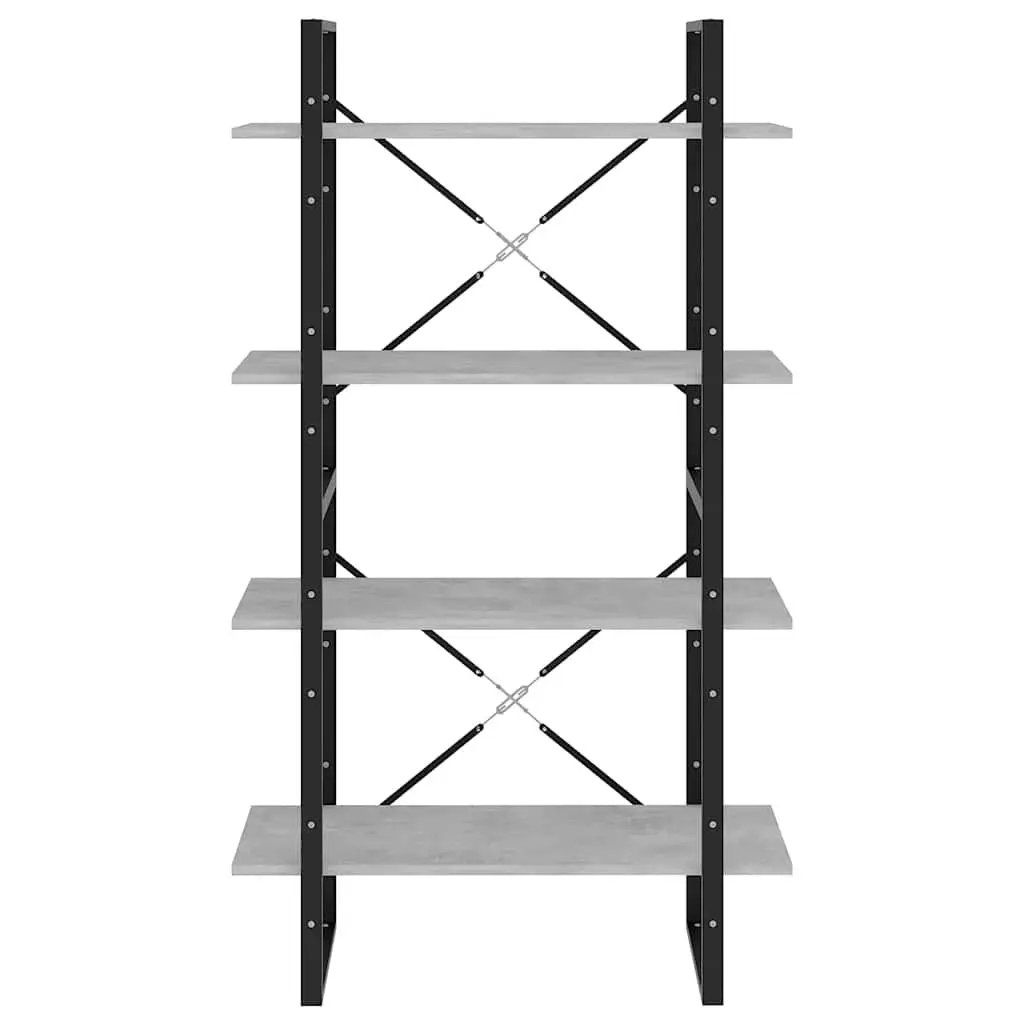 4-Tier Book Cabinet Grey Shelving Unit Engineered Wood 80W x 30D x 140H cm