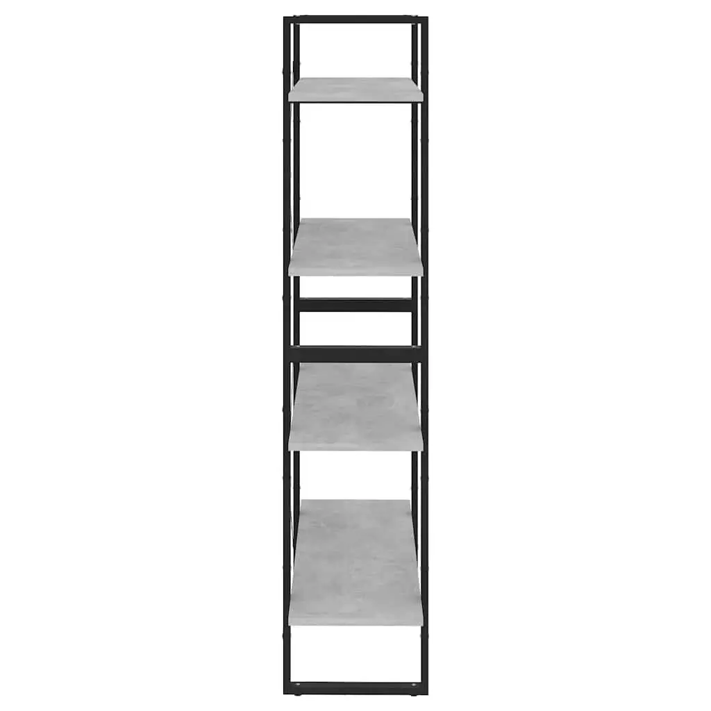 4-Tier Book Cabinet Grey Shelving Unit Engineered Wood 80W x 30D x 140H cm