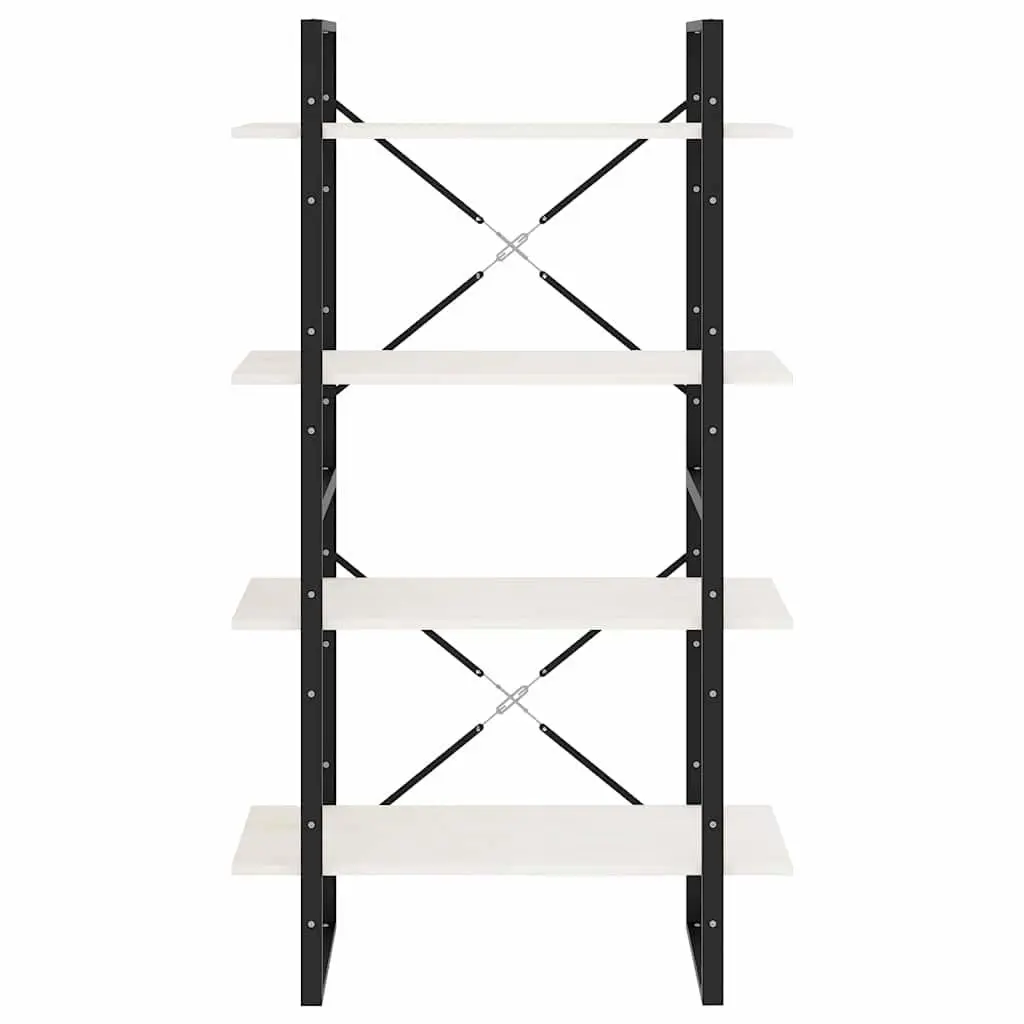 4 Tier Bookshelf White Solid Pine Wood Storage Unit Durable Cabinet