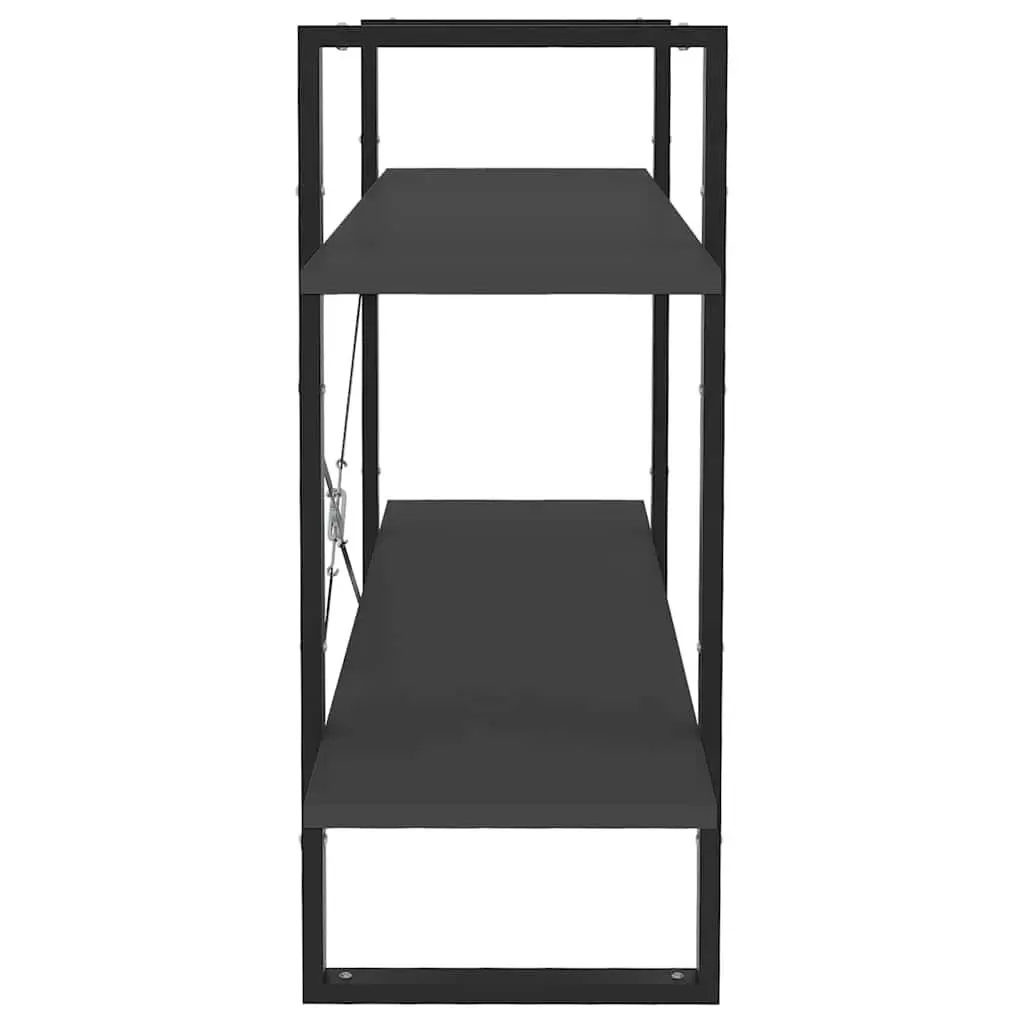 2-Tier Book Cabinet Grey Open Shelf Storage Display Unit