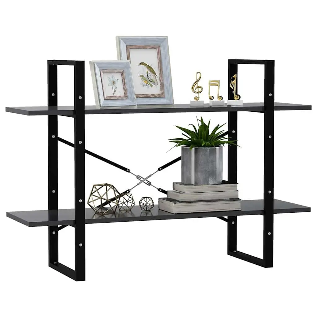 2-Tier Book Cabinet Grey Open Shelf Storage Display Unit
