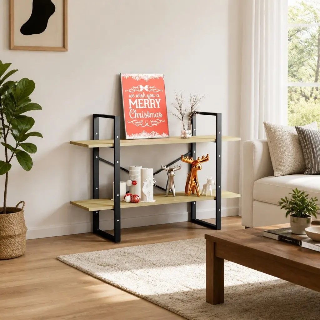 2-Tier Book Cabinet Industrial Style Engineered Wood 100x30x70 cm