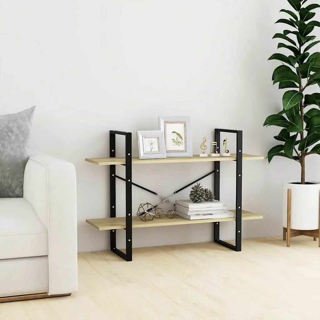 2-Tier Book Cabinet Industrial Style Engineered Wood 100x30x70 cm