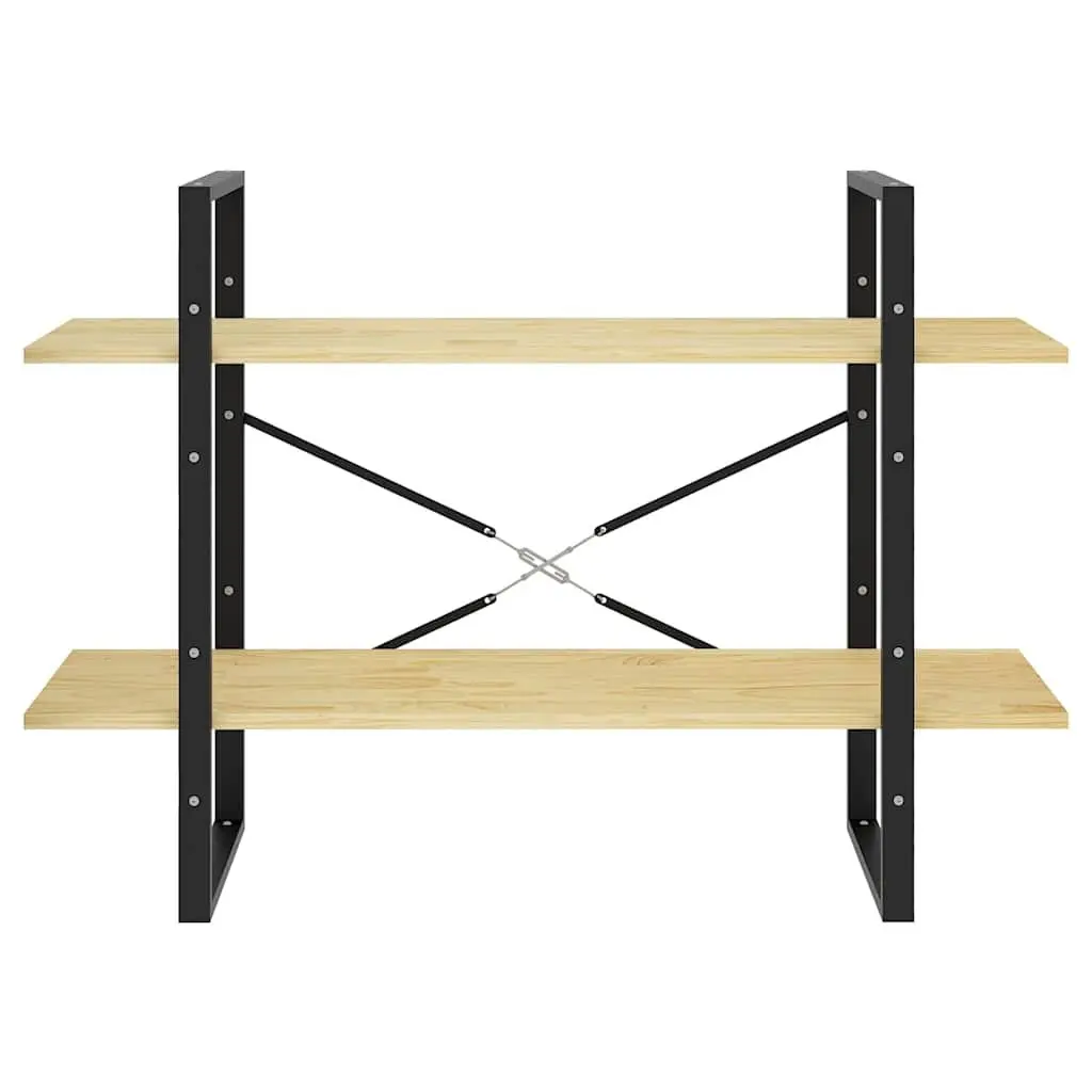 2-Tier Book Cabinet 100x30x70 cm Pine Wood Standing Bookshelf Storage