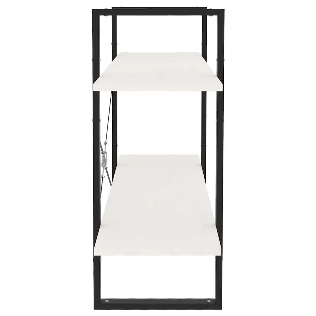 2-Tier Book Cabinet White Solid Pine Wood Shelving Unit