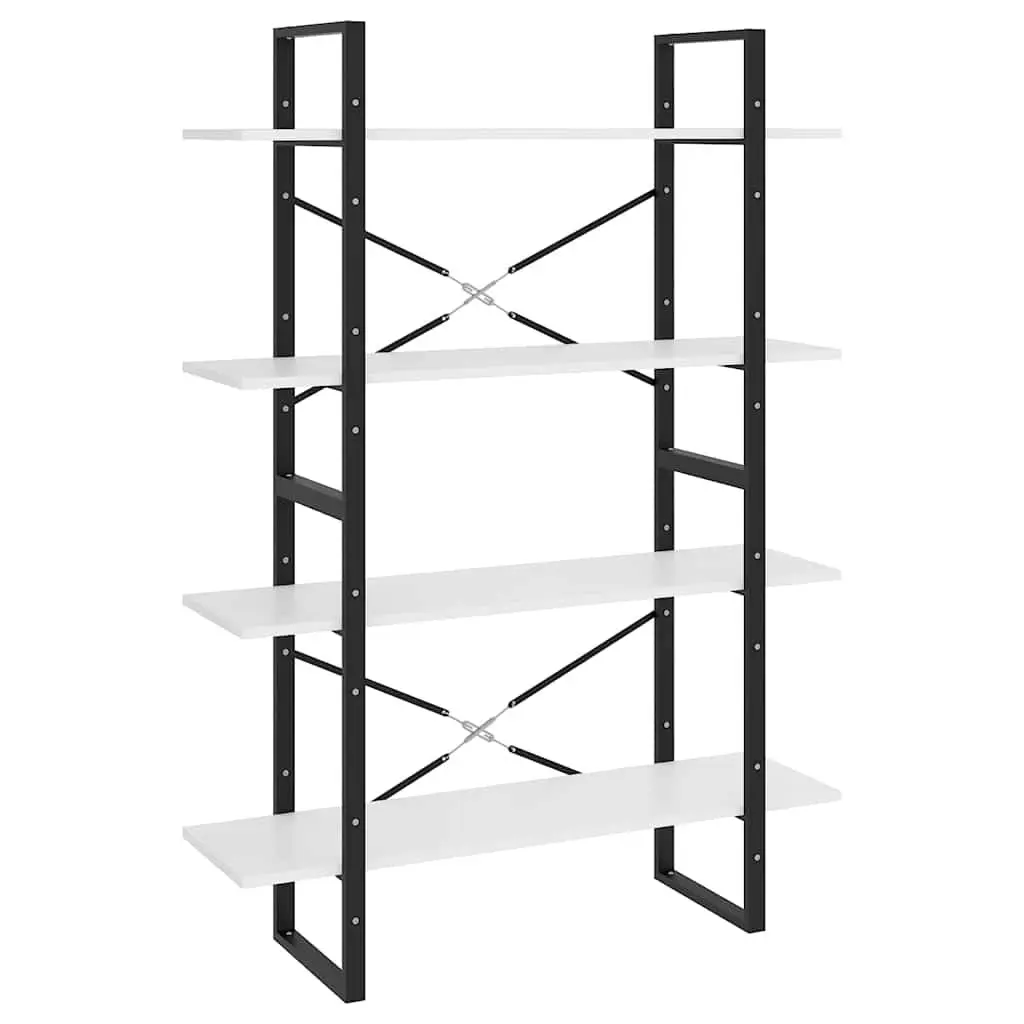 4 Tier Storage Display Stand Engineered Wood White Bookshelf Cabinet