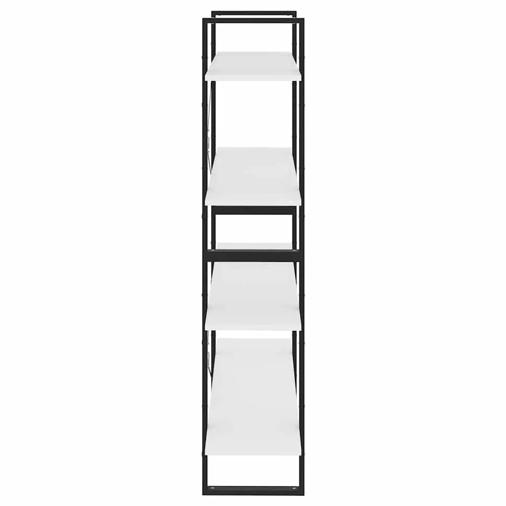 4 Tier Storage Display Stand Engineered Wood White Bookshelf Cabinet