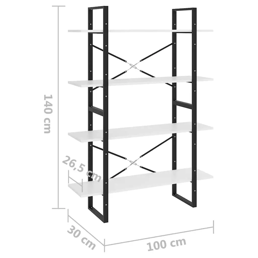 4 Tier Storage Display Stand Engineered Wood White Bookshelf Cabinet