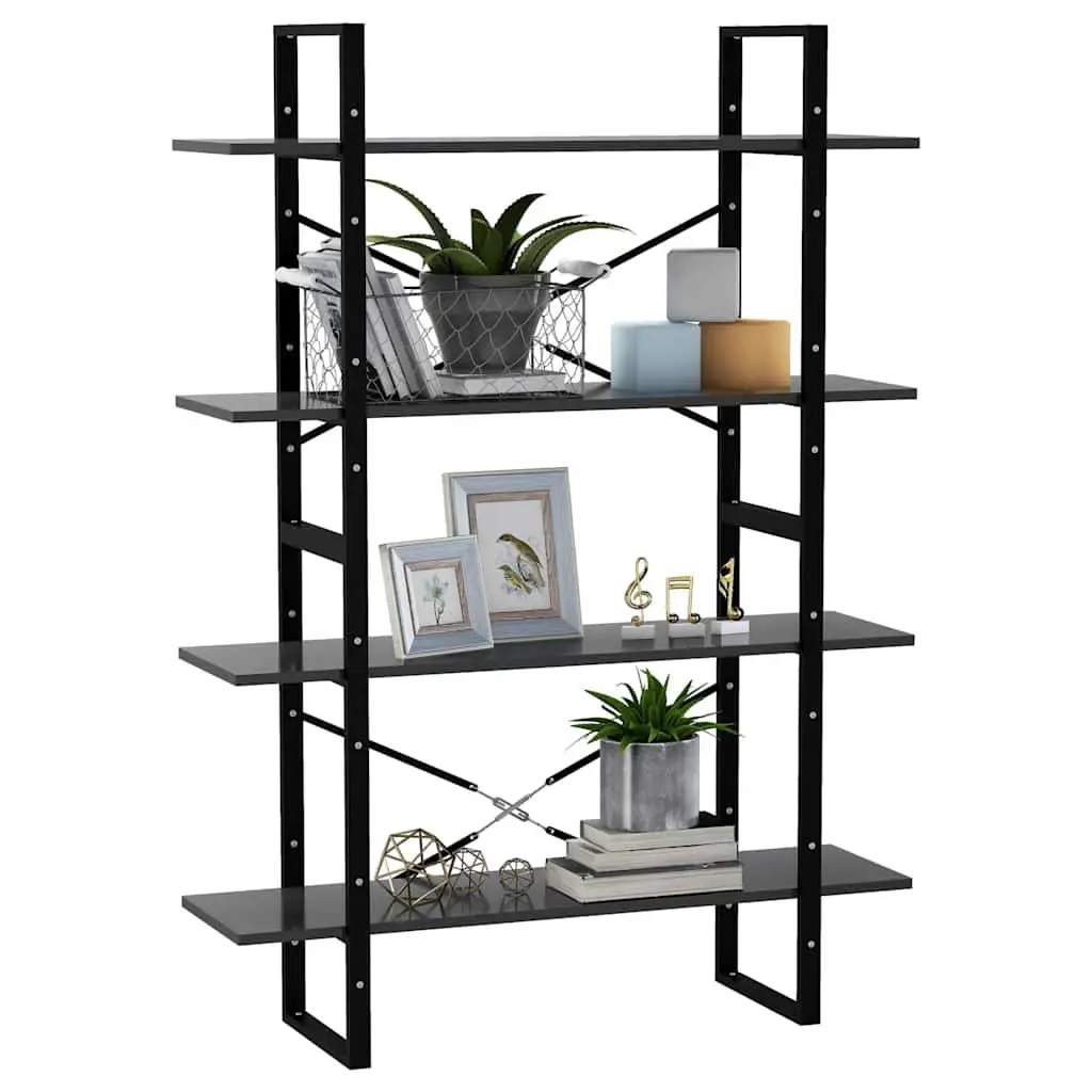 4-Tier Bookshelf Storage Cabinet Grey Engineered Wood 100W x 30D x 140H cm