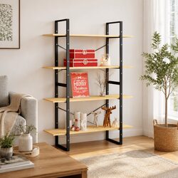 Your New 4-Tier Book Cabinet: Solid Pine Wood, Brown 100x30x140cm