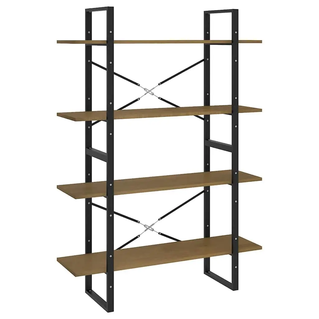 4 Shelf Brown Book Cabinet Solid Pine Wood Bookshelf Storage Unit