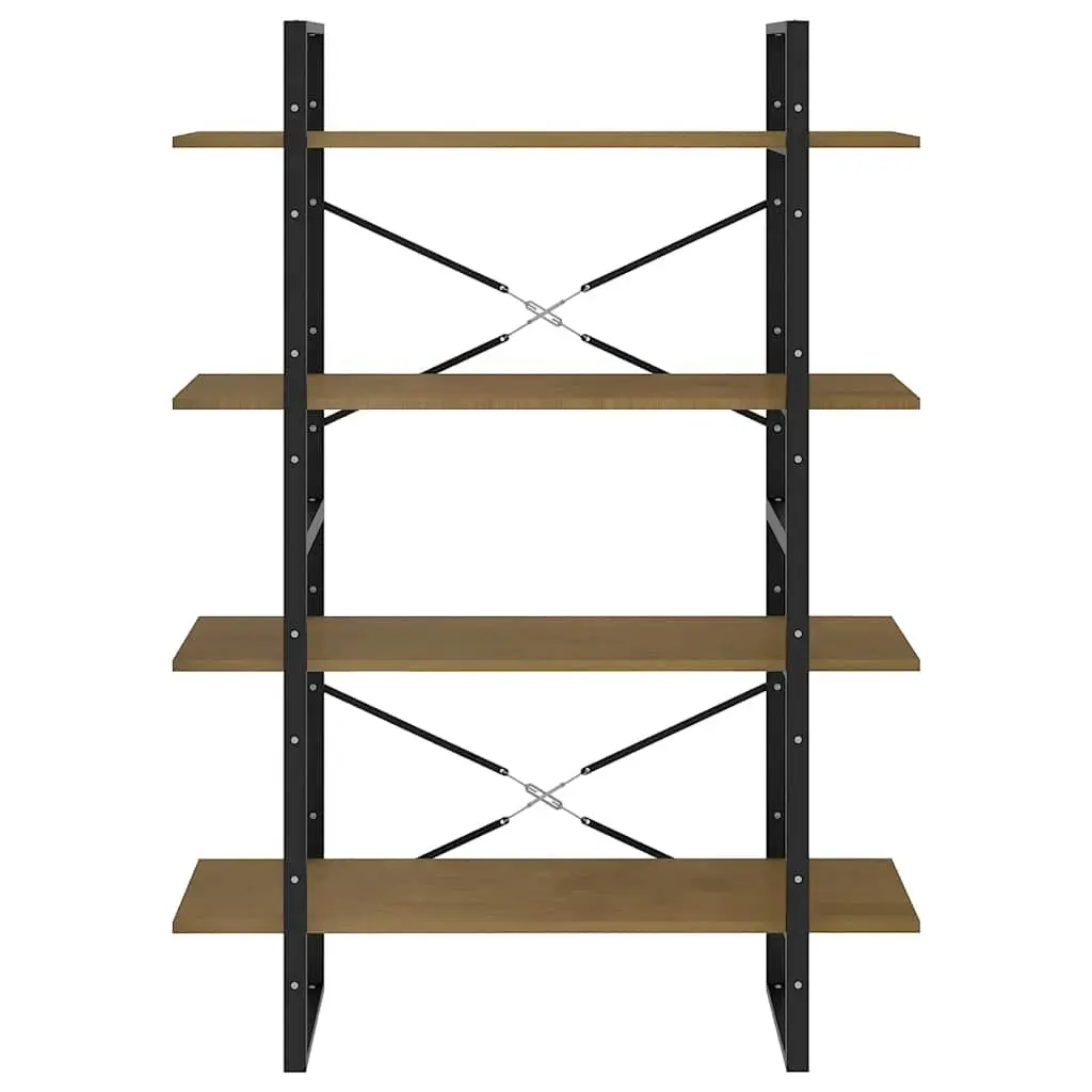 4 Shelf Brown Book Cabinet Solid Pine Wood Bookshelf Storage Unit