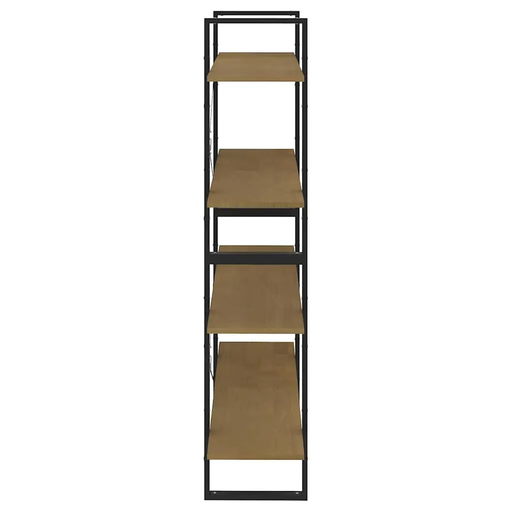 4 Shelf Brown Book Cabinet Solid Pine Wood Bookshelf Storage Unit