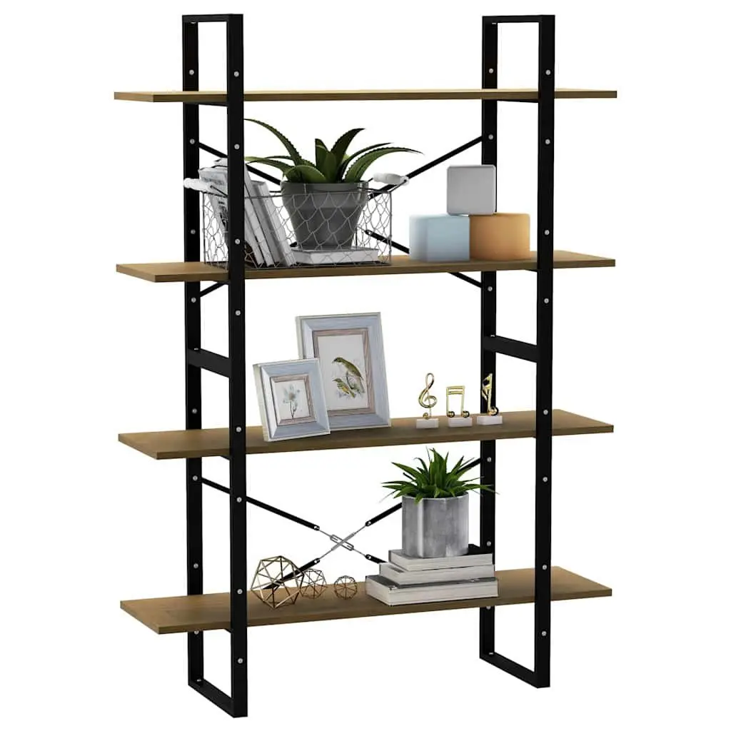 4 Shelf Brown Book Cabinet Solid Pine Wood Bookshelf Storage Unit