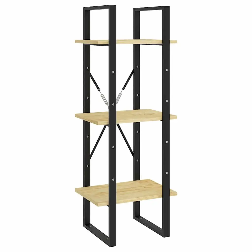 3-Tier Wooden Book Cabinet Solid Pinewood Brown Storage Display Shelf