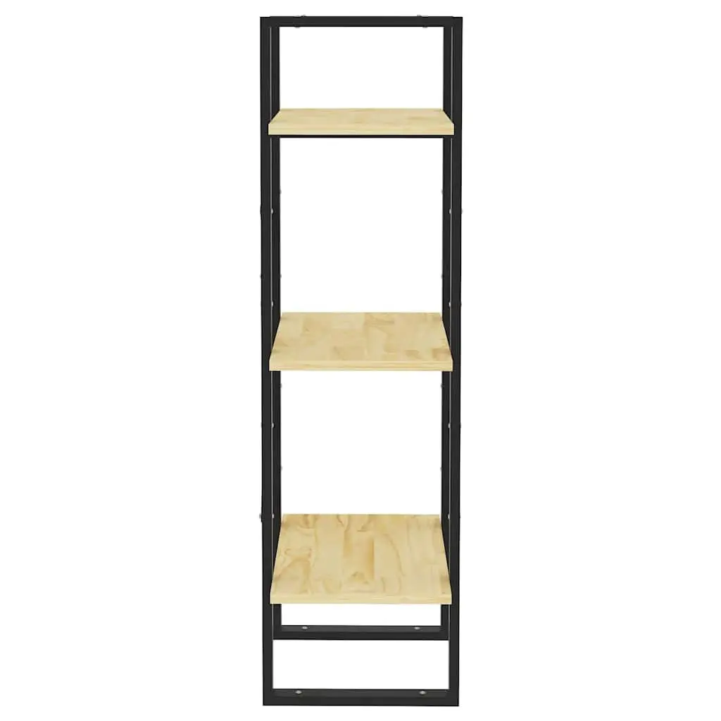 3-Tier Wooden Book Cabinet Solid Pinewood Brown Storage Display Shelf