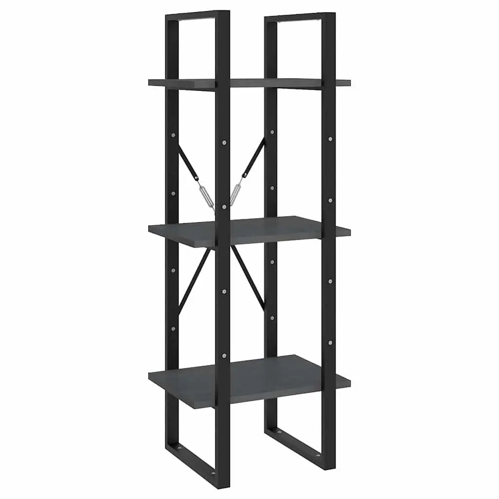 3-Tier Book Cabinet Grey Wooden Shelving Unit