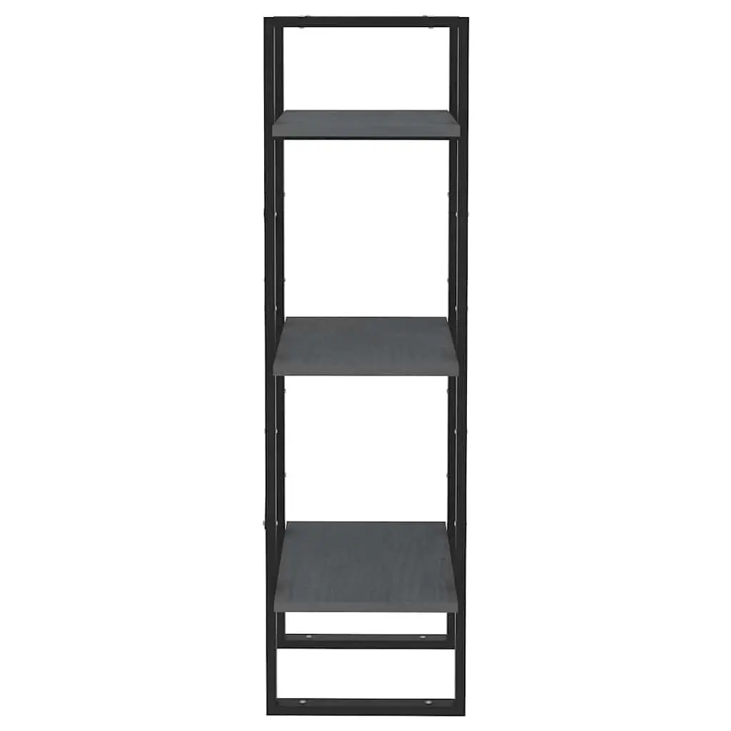 3-Tier Book Cabinet Grey Wooden Shelving Unit