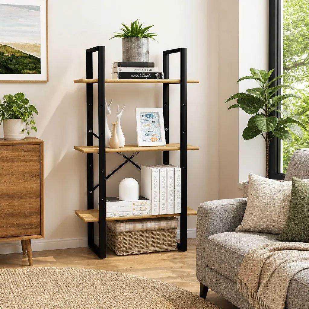 Solid Pine Wood Storage Shelf Brown 60x30x105 cm Bookcase Standing Display Rack